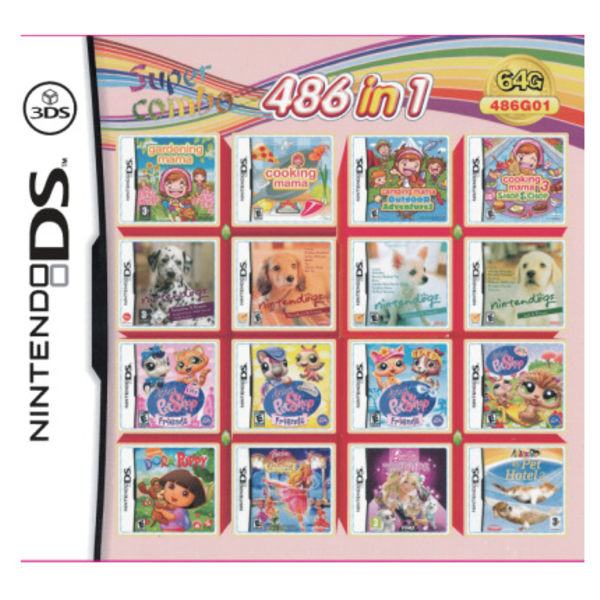 3DS NDS-pelikasetti: 208-in-1-yhdistelmäkortti, NDS-monipelikasetti, jossa on 482 IN1-, 510- ja 4300-pelejä 486 IN 1