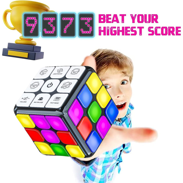Puzzle Cube Game - Flashing Cube Håndholdte elektroniske spill Stem Toy - Morsomme minnespill og hjernespill for voksne og barn