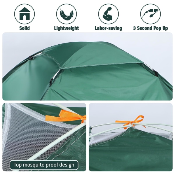 Campingtält för 3-4 personer, kupoltält, lätt att sätta upp, bärbart, hopfällbart tält, vattentätt tält för vild camping, vandring, resor