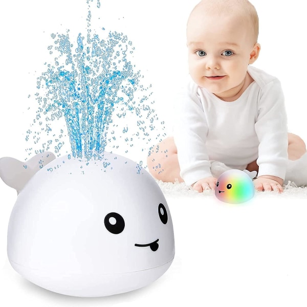 Induktion Spray Whale Baby Water Toy Sprinkler Badkar Dusch Leksak Med Ljus Och Musik White