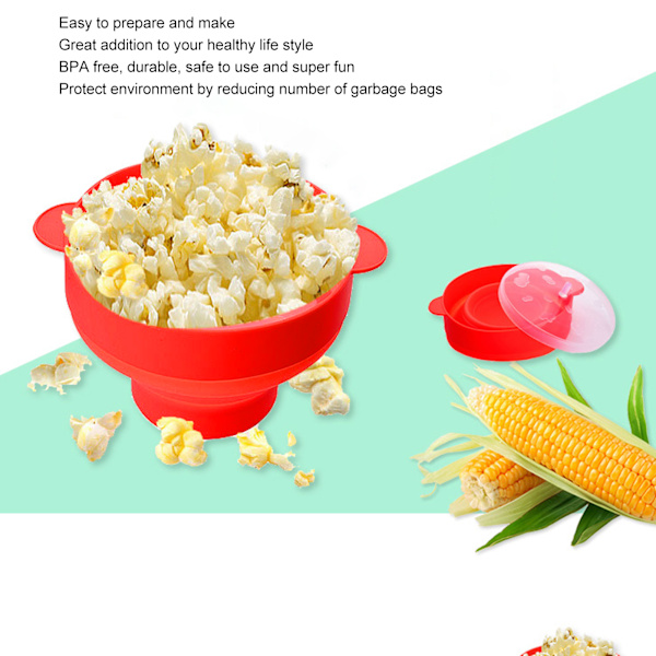 Microwave Popcorn Popper Silicone Collapsible Bowl Maker High Temperature Resistant with Handles