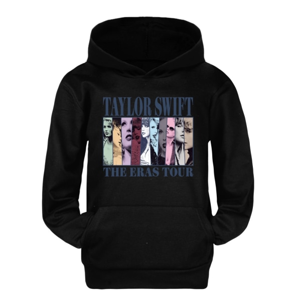 Pop Taylor Swift The Eras Tour Hættetrøje Piger Drenge Hættetrøje Pullover Toppe 9-14 år Børn Teenagere Black and white 170cm