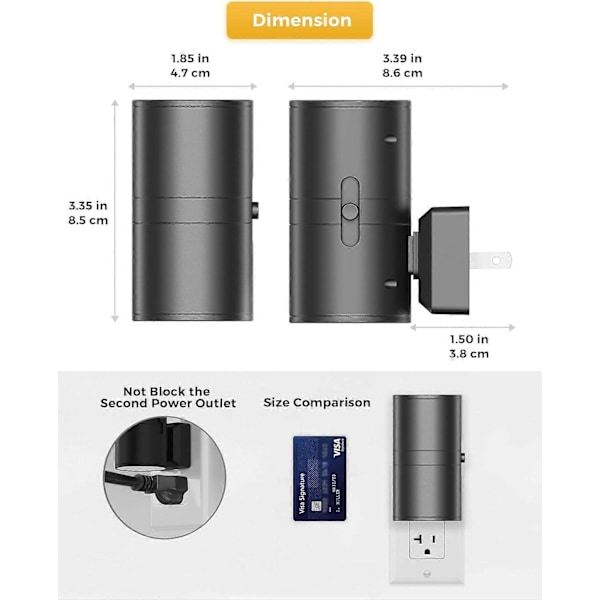 2-pak LED Natlampe med Stikkontakt, Moderne Natlamper til Stikkontakt, Skumringssensor, Blødt Hvidt 3000K, 0-100LM Justerbar Lysstyrke, Dæmpbar Natlampe