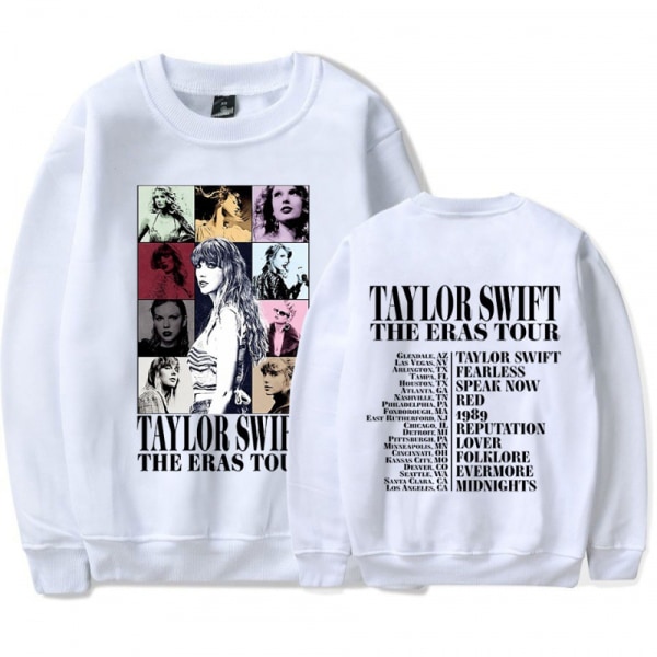 Taylor Swift The Eras Tour print pitkähihainen Crewneck Casual löysä pusero Topit Fanit Lahjat miehille Naiset 2-22 white XL
