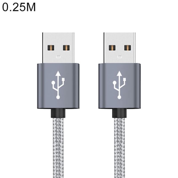 0,25/0,5/1,5/3/2m Usb2,0 hane till hane USB kabel höghastighetsdataöverföringssladd Jikaix 0.25m Grey
