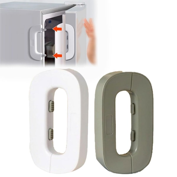 Self-Adhesive Fridge Lock Latch System, Home Refrigerator Door Safety Lock, Baby Proof Cupboard Latches, Easy to Install and Use white