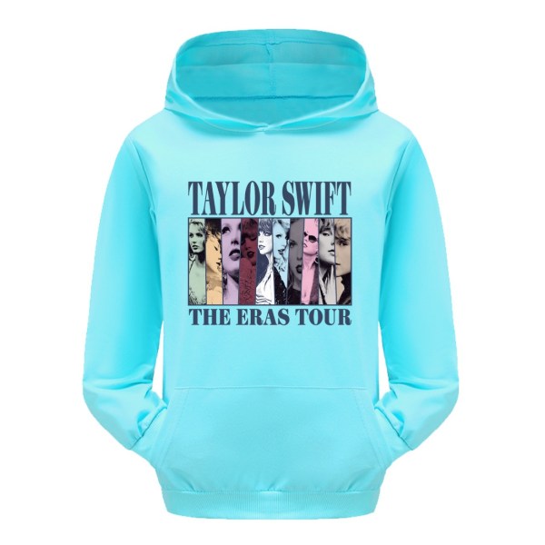 Pop Taylor Swift The Eras Tour Hættetrøje Piger Drenge Hættetrøje Pullover Toppe 9-14 år Børn Teenagere light blue 150cm