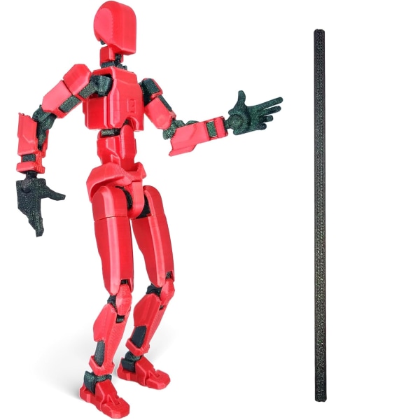 Robot Action Figur, 3D-trykt med full artikulasjon for Stop Motion-animasjon red