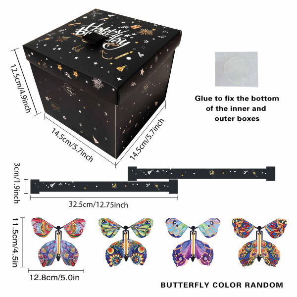 Fjärils exploderande presentask (Grattis på födelsedagen), Överraskning flygande fjärilslåda Prank C