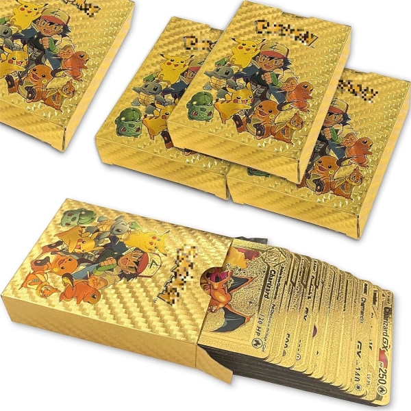 55 STK Golden Cards TCG Deck Box Metal forgyldt kort