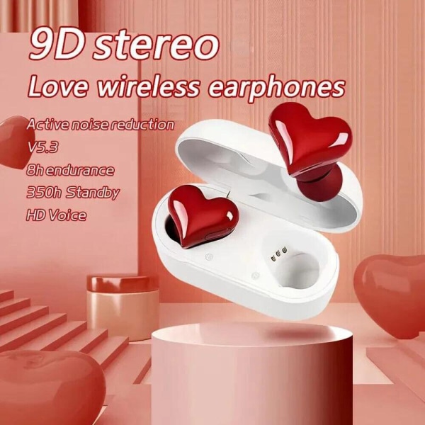 Hjärtformade True Wireless Earbuds Bluetooth 5.3 Hörlurar Hörlurar Headset Purple