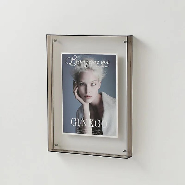 Transparent akryl tavelram Gör-det-själv-affisch Målning Hall Sovrum Väggbord Prydnad Enkel fotoram 21x30cm Grey
