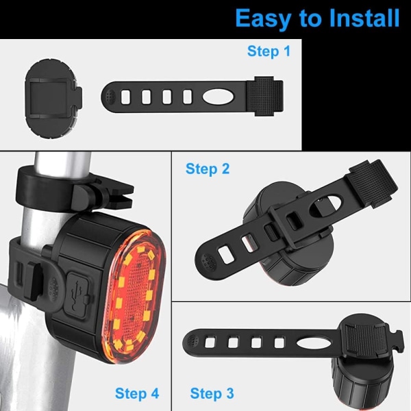 Ladattava polkupyörän valosarja Super Bright - USB-ladattava 350 Lumenin superkirkas vedenpitävä polkupyörän etu- ja takavalo a3