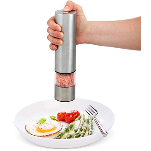 Suola- tai pippurimylly - Paristokäyttöinen setti Sähköinen pippurimylly - Ruostumaton teräs mustapippurimylly & Himalaya Pink Salt Shaker LED-valolla
