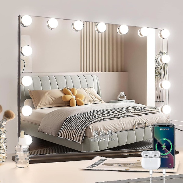 Hollywood Makeup Mirror 10 hehkulamppua – valaistu kolmella valaistustilalla, yhteensopiva pöytä- tai seinäteline (vain lamppu)