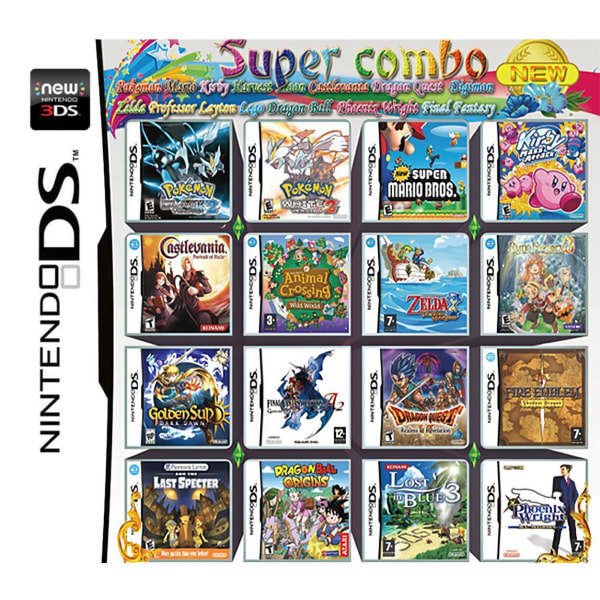 3DS NDS-pelikasetti: 208-in-1-yhdistelmäkortti, NDS-monipelikasetti, jossa on 482 IN1-, 510- ja 4300-pelejä 510 IN 1