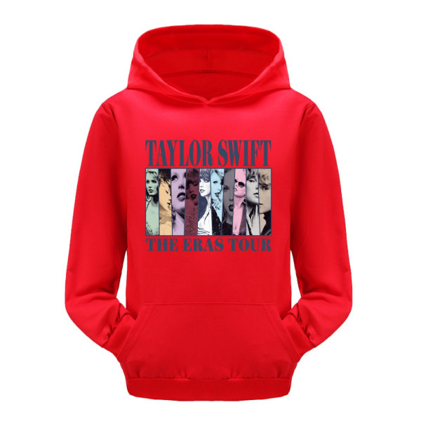 Pop Taylor Swift The Eras Tour Hættetrøje Piger Drenge Hættetrøje Pullover Toppe 9-14 år Børn Teenagere Red 130cm