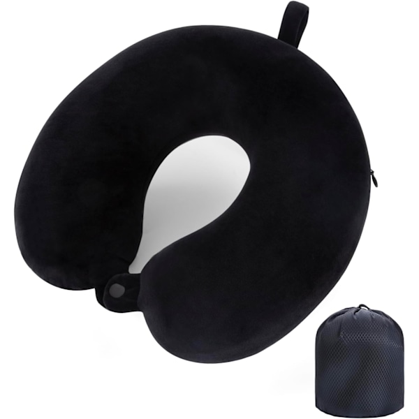 Rejsepude Nakkepude Memory Foam Rejsepuder Hovedstøttepude til Fly Tog Bil Kontorrejser Vigtige Flypuder til Lange Rejser Sort Sort One Size One Size Black