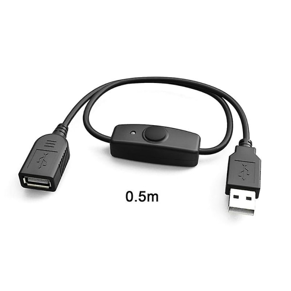 Data Sync USB 2.0 förlängningssladd USB förlängningskabel med LED-strömbrytare 0.5M