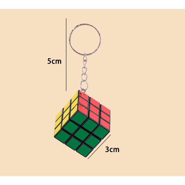 3 cm lille Rubiks kube 3 niveauer med nøglering Rubiks kube vedhæng pædagogisk legetøj børns intelligens Rubiks kube (med nøglering) With keychain