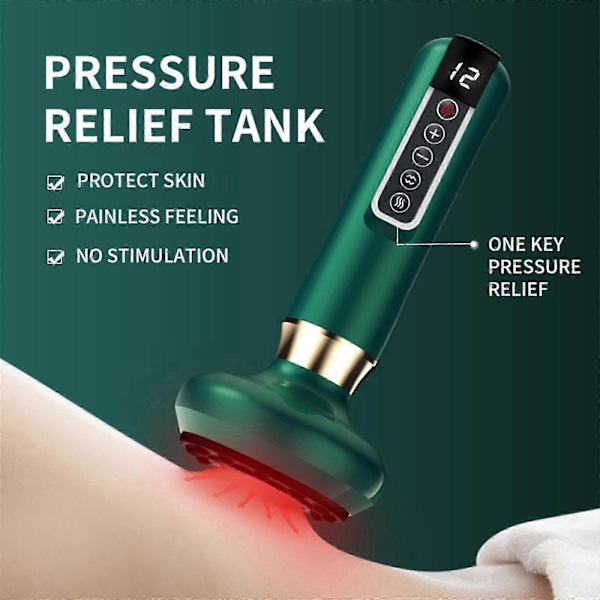 Koppesett Gua Sha Massasje Trykkavlastning Oppvarming Trykkavlastning 12 Moduser Smart Elektrisk Kopping Bærbar green