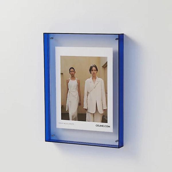 Transparent akryl tavelram Gör-det-själv-affisch Målning Hall Sovrum Väggbord Prydnad Enkel fotoram 21x30cm Blue