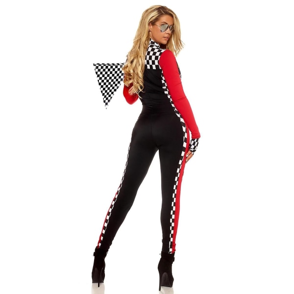 Sexet Lady Super Racer Bil Pige Jumpsuit Racing Driver Kostume Fancy Dress Outfit S