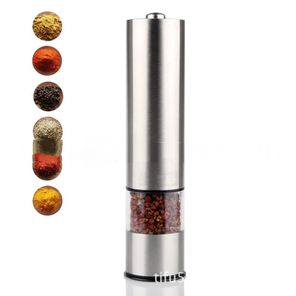 Suola- tai pippurimylly - Paristokäyttöinen setti Sähköinen pippurimylly - Ruostumaton teräs mustapippurimylly & Himalaya Pink Salt Shaker LED-valolla