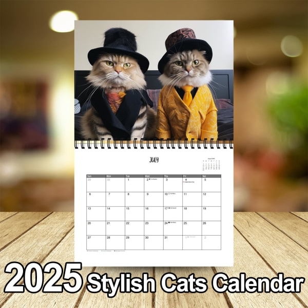 Snygg kattkalender 2025, söt kattkalender, rolig kalender, kattkalender, 12 månaders kalender, kalender 2025 1Pcs