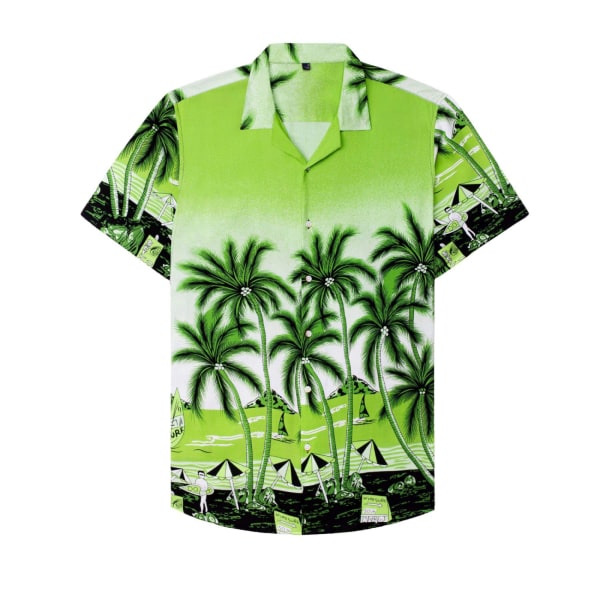 Hawaiiansk skjorta för män, unisex sommarstrand Casual kortärmad skjorta med knapp, printed kläder style 1 XXL