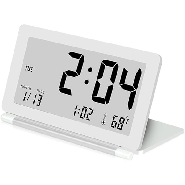 LCD Väckarklocka Ultratunn Vikbar Reseväckarklocka Bärbar Digital Väckarklocka (Vit)