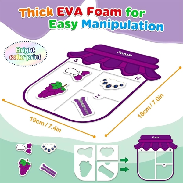 Magnetisk sorteringsset för igenkänning, pedagogiska magnetfärger för spädbarn, småbarn och barn, magneter för kylskåp och whiteboard, från 3 år