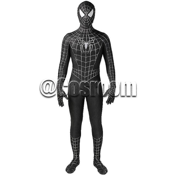 Svart/röd Tobey Maguire Spiderman kostym - perfekt för cosplay Halloween (vuxna/barn) black 130
