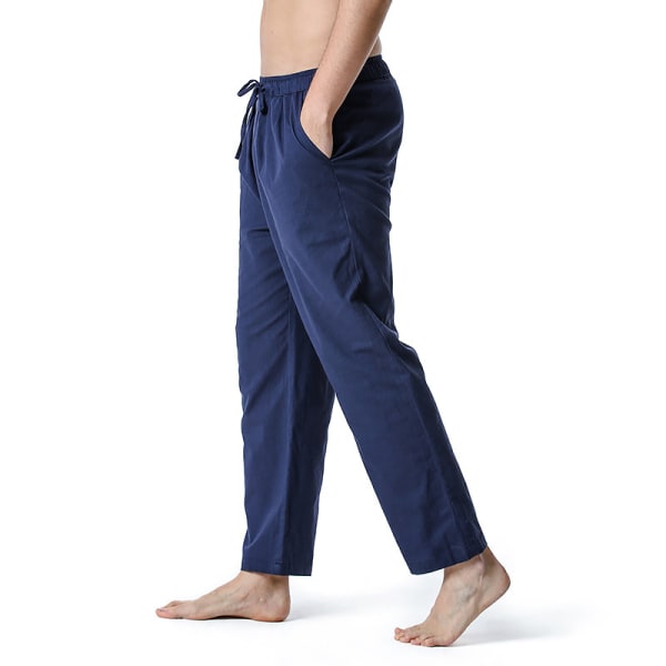 Miesten tavalliset casual rennot housut Yoga Beach löysät joustavat vyötäröpohjat navy blue M