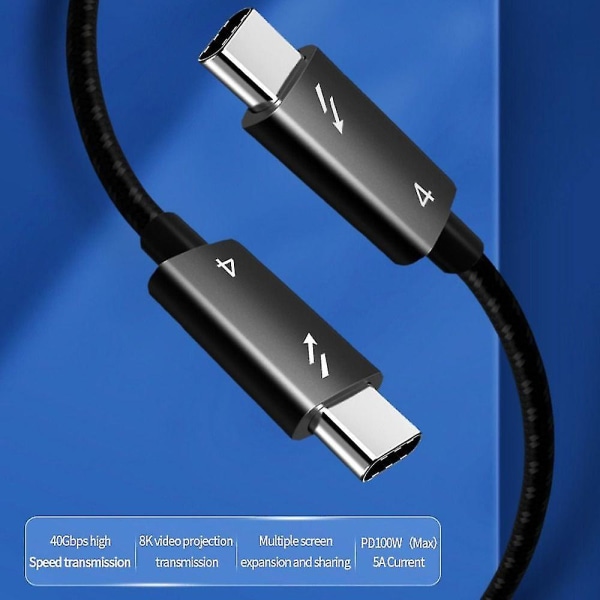 8k Thunder-bolt 4-kabel USB 4 40gbps USB C-kabel Typ-c Pd 100w Dataöverföring Usb-c snabbladdningskabel för bärbar mobiltelefon 1m