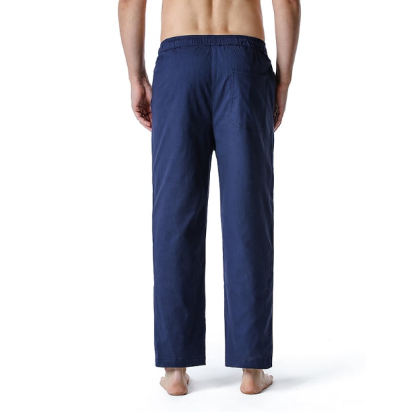 Menn Vanlige rett ben Uformelle bukser Yoga Beach Løs elastisk midjeunderdel navy blue XL