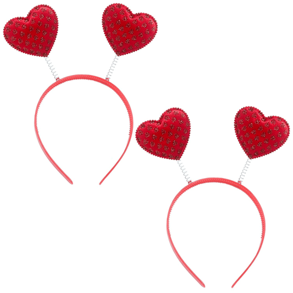 2 stk. Valentinsdag hjerte-diadem kærlighedshårpynt rødt hjerte
