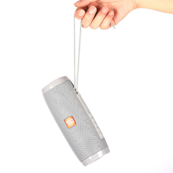 Trådlös Bluetooth-högtalare Grå Bärbar Högtalare Kraftfull Djup Bas TF FM-radio med LED-ljus