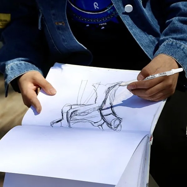 8 st Vita Gelpennor, Vit Linjeritningspenna, Markeringspennor för Skolkonstnärer Mörkt Papper Markering Ritning Konstdesignmaterial