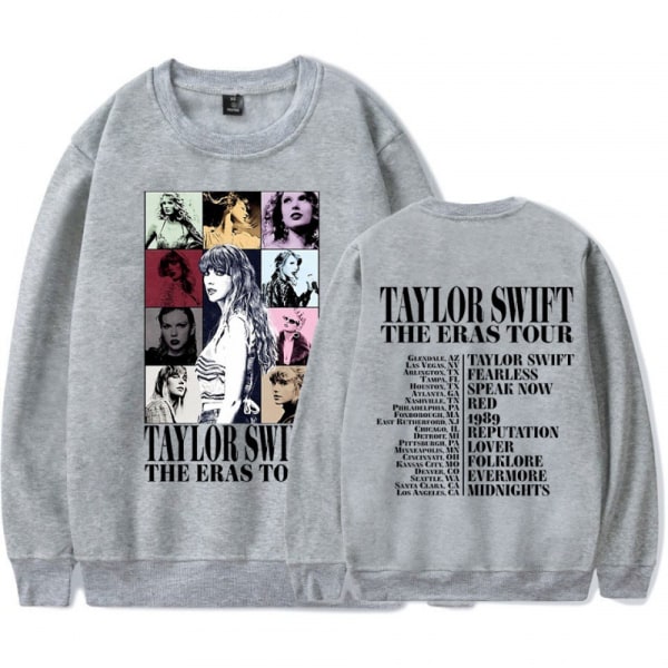 Taylor Swift The Eras Tour print pitkähihainen Crewneck Casual löysä pusero Topit Fanit Lahjat miehille Naiset 2-22 grey L