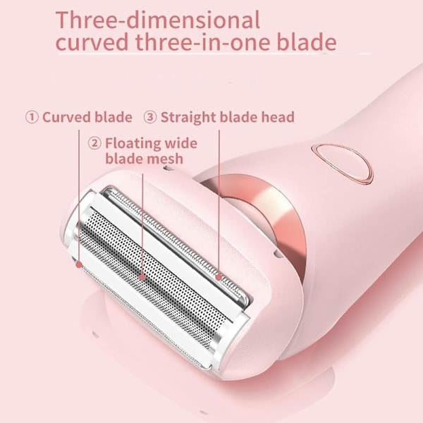 2-i-1 Elektrisk barberhøvel for kvinner, våt og tørr, smertefri med LED-display rosa pink