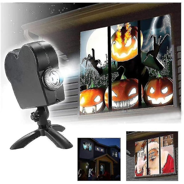 Halloween jul holografisk projektor vinduesprojektor Led holografisk projektionslampe