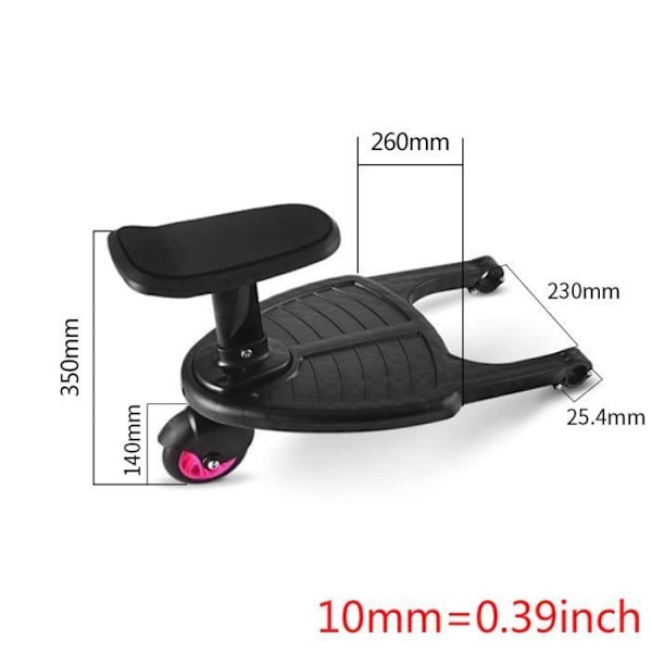®RisingFF Universal Sittbräda för Barnvagn, Mini Buggy Board 360° Hjul Fällbar Barnvagn Pedalbräda (Blå)