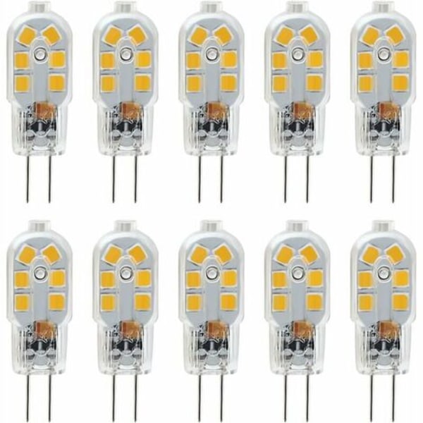 G4 LED-lamppu 12V, 1W vastaa 10W halogeenilamppua, välkkymätön 200LM, lämmin valkoinen 3000K, 360° valokeila, ei himmennettävä, 10 kpl