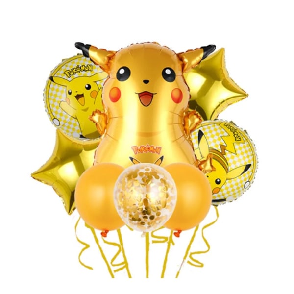Po.Ke.Mon Balloner Alderssæt Folie Latex balloner Børnefødselsdagsfest dekoration Pikachu 8 to piece Set