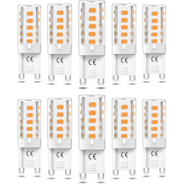 10 stk. G9 LED-pærer Dæmpbar 3W Varmt Hvidt Lys 3000K G9 LED-pærer Halogenpære Tilsvarende 50W AC110/220V
