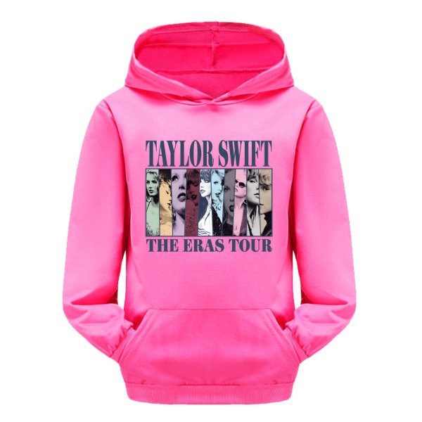 Pop Taylor Swift The Eras Tour Hættetrøje Piger Drenge Hættetrøje Pullover Toppe 9-14 år Børn Teenagere Rose Red 170cm