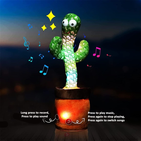 Dansende kaktus, Talende kaktus Babylegetøj Gentagende ord Smart kaktuslegetøj Dans og synger 120 sange Sjovt legetøj til børn og voksne