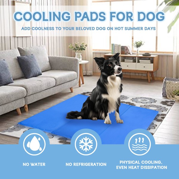Kylmatta för hundar, självkylning hundkudde med gel, halkfri och hopfällbar, inget vatten ingen kylning, för hem, resor och burar 50x65cm