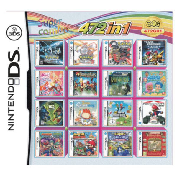 3DS NDS-pelikasetti: 208-in-1-yhdistelmäkortti, NDS-monipelikasetti, jossa on 482 IN1-, 510- ja 4300-pelejä 472 IN 1